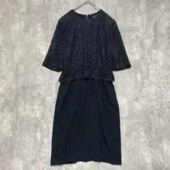 礼服　デザイン　花柄　レース　ブラックワンピーススーツ13AR