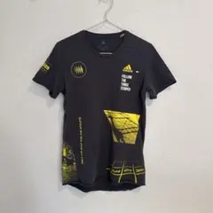 adidas ランニング Tシャツ M 黒/黄色