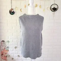 ✨美品✨ノースリーブニットベスト 綿混 ワッフル編み M