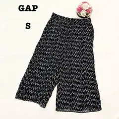 GAP ギャップ　レディース　ガウチョパンツ　ワイド　総柄　ブラック　Sサイズ