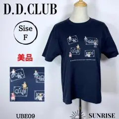 ★美品★ D.D.CLUB ネイビー 半袖Tシャツ 刺繍デザイン 綿100% F