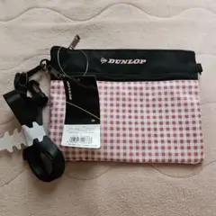 DUNLOP チェック柄ポーチ ピンク/ブラック