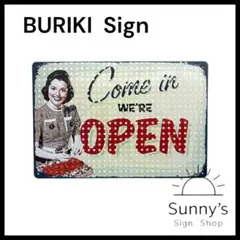 【Ag122】ブリキ看板　Come in WE’RE OPEN