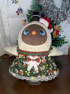ラボット lovot スカートグリーン サンタ柄 ピンクリボン 【おまけリボン】