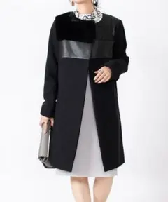 ☆美品☆GUEST JOCONDE 異素材 ノーカラー ロングコート