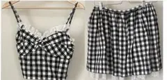 【美品】katie セットアップ ビスチェ スカート ギンガムチェック ブラック