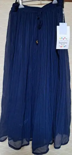 《hareiro》ネイビー プリーツ ガウチョパンツ （LL）