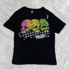 Tシャツ　ブラック　スカル　骸骨　稲妻　y2k プリント