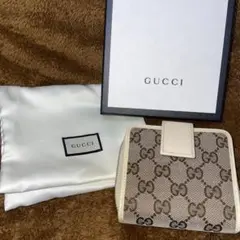グッチ 二つ折り財布 ラウンドファスナー財布 コンパクト GGキャンバス 本革
