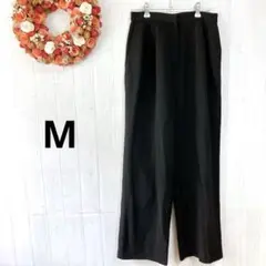 縮細工房　AOKI　ワイドパンツ　日本製　ブラック　M　裏地あり　シンプル