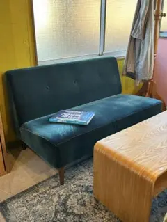 ブルーベルベット2人掛けソファ【monoroom町田】
