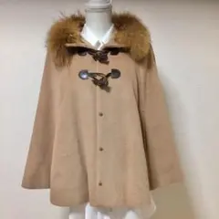 BURBERRY バーバリー ファーポンチョ コート チェック柄 美品