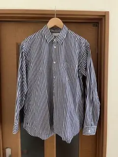 Sans limite ネイビーとホワイトストライプシャツ L