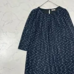 美品 Aylesbury 大きいサイズ ボーダー 長袖 ひざ丈 ワンピース L