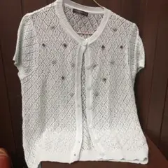 レース編み 半袖カーディガン