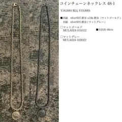 M.U.L. チェーンラリエットネックレス ・マットグレー　最終お値引き価格 M.U.L. チェーンラリエットネックレス ・マットグレー 最終お