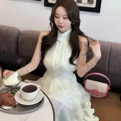 qung 同型ホルターネックシフォンミニops新品未使用