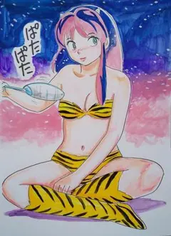 手描きイラスト、座るラムちゃん うる星やつら