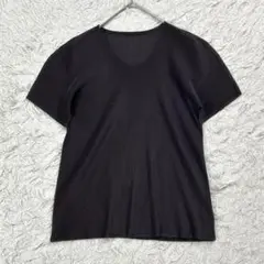 【美品】プリーツプリーズ 半袖 カットソー Tシャツ 3 L相当 ダークブラウン