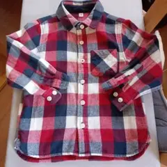 無印良品　チェック柄長袖シャツ 100cm
