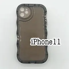 iPhone11ケース プクプク クリアケース ブラック　黒