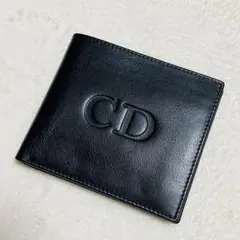 【美品】Christian Dior 折り財布 レザー CDロゴ ブラック
