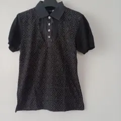 23区sport　ドット柄黒ポロシャツ