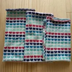 ハート柄ニット生地 3枚右から40x30,40x45が２枚