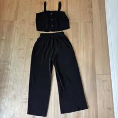 しまむら　プリーツ　セットアップ　150 黒