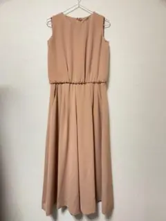【美品】ロースリーブキャメルロンパース　コンビネゾン