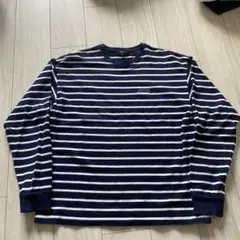 BEAMS HEART ネイビーとホワイトストライプ 長袖シャツ S