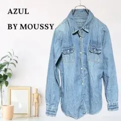 zB530【L】AZUL BY MOUSSY デニムシャツ ステッチワーク