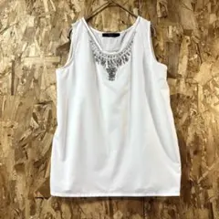 【VICKY/ビッキー】ノースリーブトップス2ホワイト ビジュー付きタンクトップ
