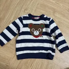 ミキハウス クマ刺繍 トレーナー 90cm ボーダー