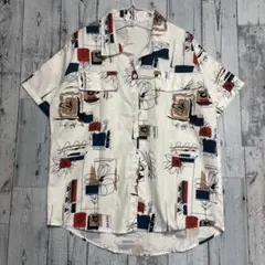 ブラウス　フラワー柄 花柄　半袖　シャツ Lサイズ　夏服　カジュアル