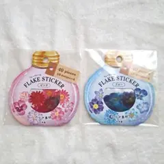 フレークシール　フラワー　2種類　ピンク&ブルー