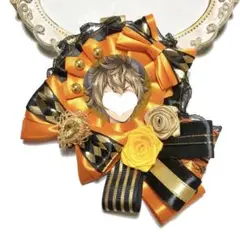 痛ロゼット ロゼット ハンドメイド オレンジ×ブラック ミニ