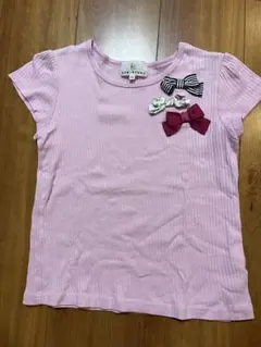 KUMIKYOKU ピンク リボン付き Tシャツ 140