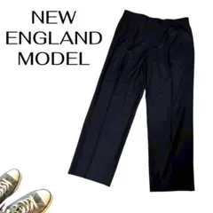 NEW　ENGLAND MODEL ストレートパンツ　黒　ゆったり　タックパンツ