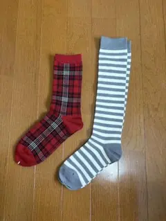 靴下2点セット RED グレー