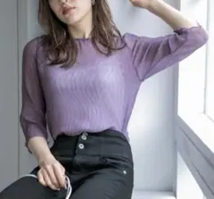 Heather シアープリーツプルオーバー　パープル
