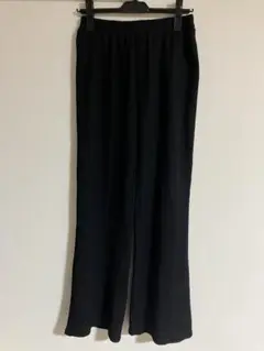 【used】JEANASIS ジーナシスリブ編み 黒 ワイドパンツ 楽ちんパンツ