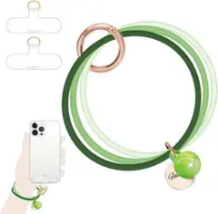 UKON スマホストラップ 三色組み合わせ パッチ2枚付き (グリーン色)