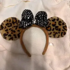 ディズニー ヒョウ柄 ミニー カチューシャ ブラウン