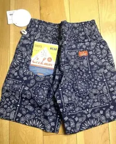 新品 クックマン シェフパンツ ショートパンツ ペイズリー ネイビー