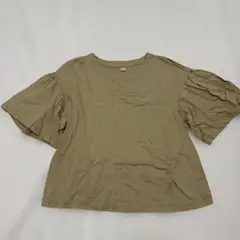 UNIQLO フリル袖 Tシャツ Mサイズ ベージュ色