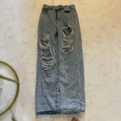 ダメージデニムパンツ ハイウエスト