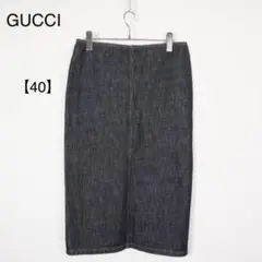 美品 GUCCI グッチ スリットスカート タイト インディゴ