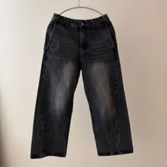 WYM／CURVED FLARE DENIM SLACKS／グレイッシュブルー