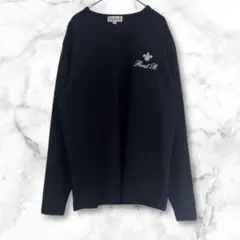 First-B ブラック　Vネック　長袖カットソー　Tシャツ　M ワンポイント